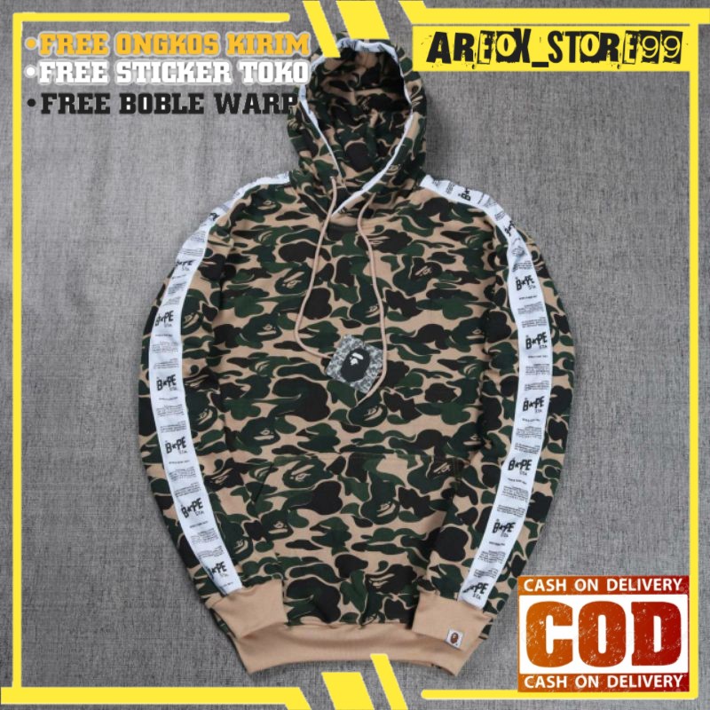 Jaket Sweater Hoodie Bape x Champion Camo Army Premium FullTag & Label