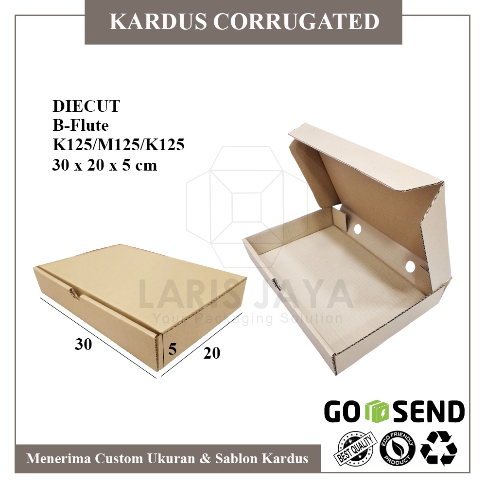 

Kardus Karton Uk 30x20x5 cm - Die Cut - Kotak baju / hijab / sarung / multifungsi / dll ( Kardus Pizza 30 x 20 x 5 cm )