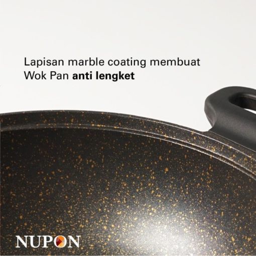 Wok Pan NUPON Granite Anti Lengket 36cm dan tutup kaca KOMPOR INDUKSI