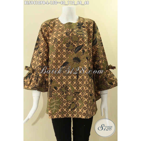 Blouse Batik Wanita Masa Kini Model Kancing Belakang Modis Lengan 7/8 Berpita Size L BLS 9410 PB