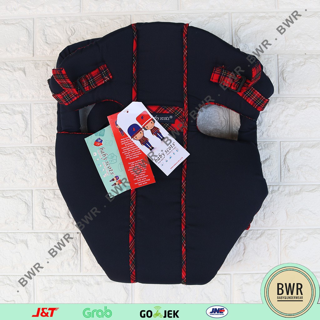 Gendongan Baby Scots POLOS ISG001 | Baby Carrier Gendongan Kanguru Depan Samping Belakang - Bwr