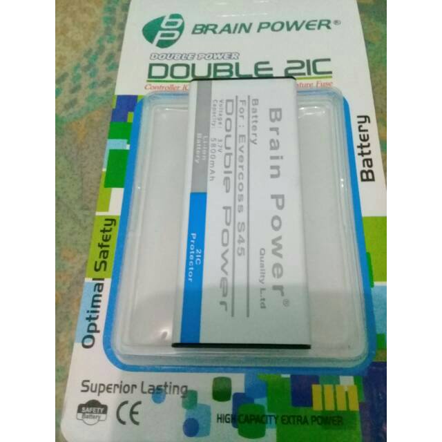 Double Power Battery Batere Batre Baterai Brain Power Evercoss S45