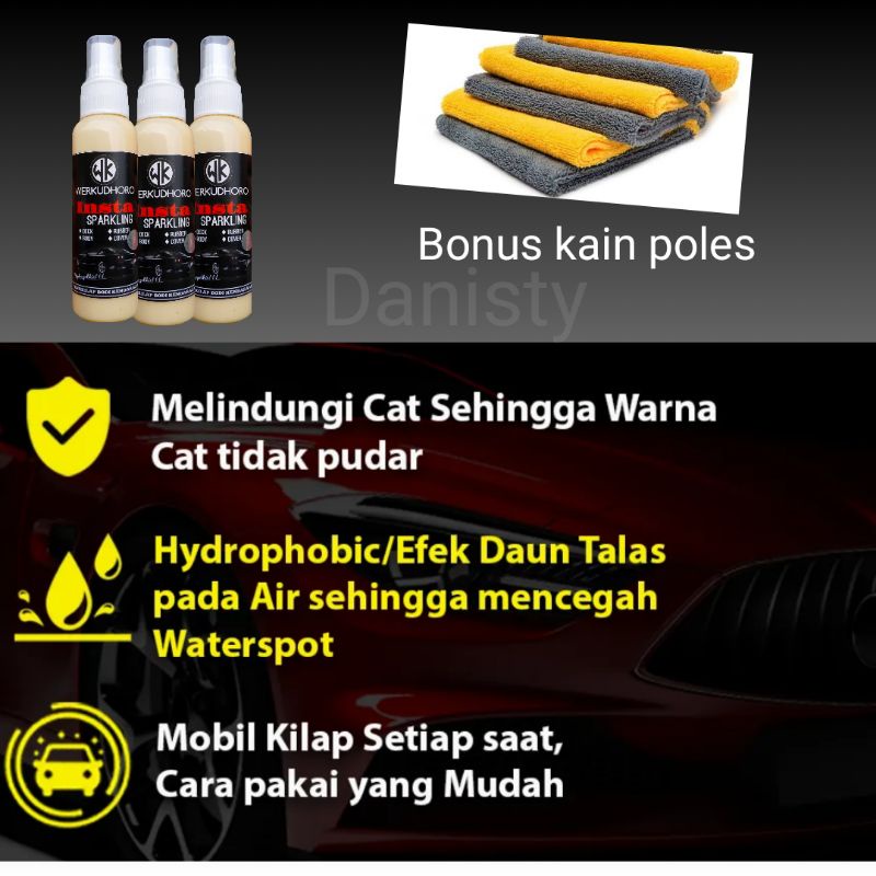 Pengkilap body mobil dan motor/insta sparkling 100 mili /kain micro