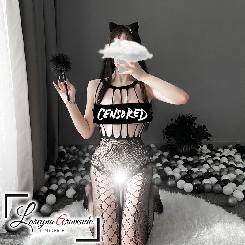 Lingerie Jumbo Body Stocking Sexy Fantasy Malam Liar Jail Cup Crotchless LG485
