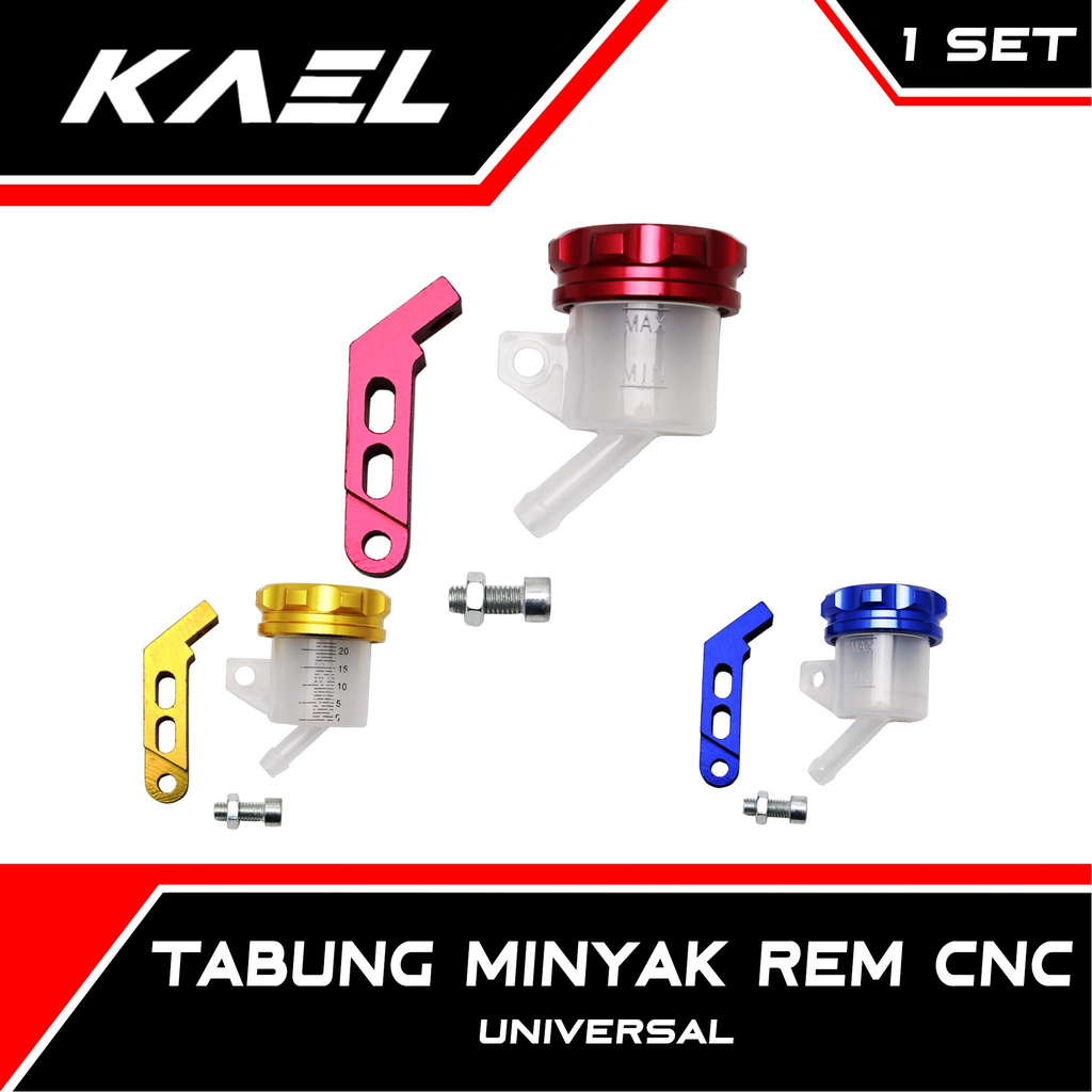 Tabung Minyak Rem CNC Motor Universal Merah-Biru-Gold-Emas Tempat Depan-Belakang Honda Bebek-Matic-Sport Semua Jenis Motor