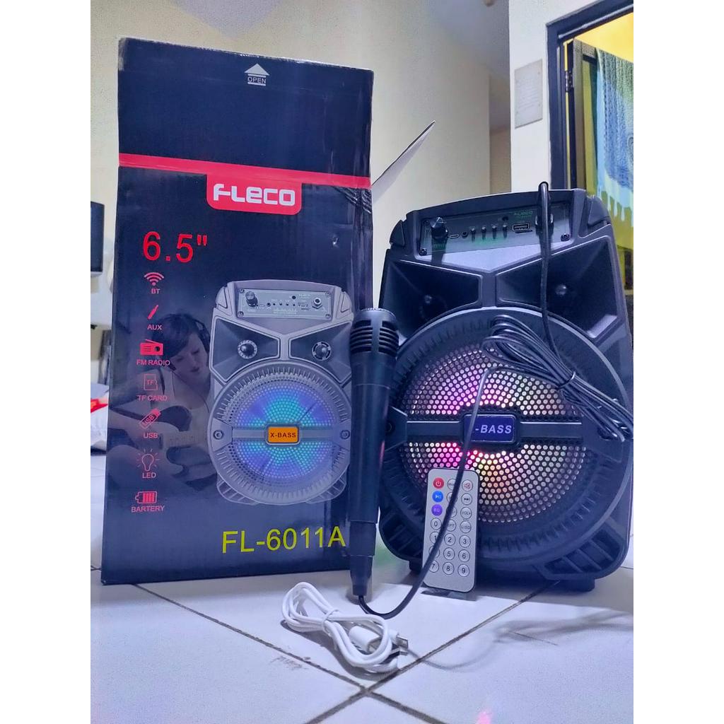 TERMURAH ~ // Speaker Bluetooth Fleco F-6011A Speaker Karaoke 6,5 BIG SOUND +BONUS MIC // Speaker Bluetooth Portable Karaoke 6,5 in // Fleco FL-6011A | FMS