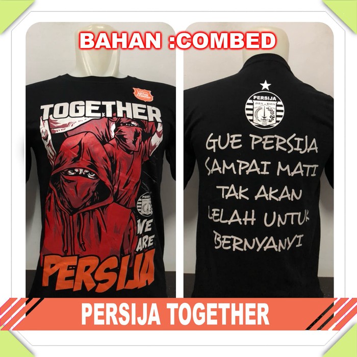 kaos baju bola lokal PERSIJA TOGETHER - Hitam, L - kaos bola murah