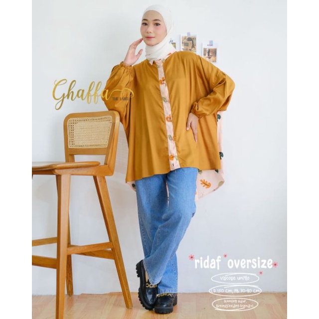 RIDAF OVERSIZE BY GHAFFA THE LABEL (BLOUSE MOTIF) Blouse muslimah rayon viscose rekomended