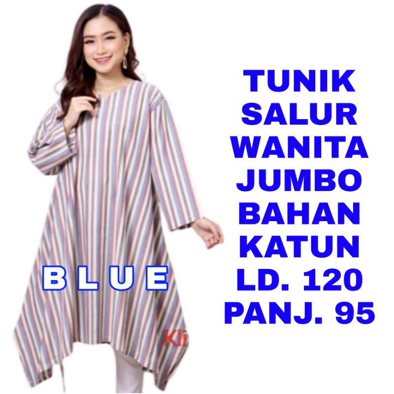 WK TUNIK SALUR WANITA JUMBO BIG SIZE BAJU ATASAN CASUAL MUSLIIM LENGAN PANJANG