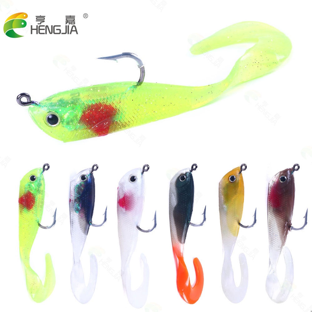 Hengjia 5pcs / Kantong Umpan Pancing Softlure Bentuk Ikan Imitasi 7cm 10g Bahan Silikon