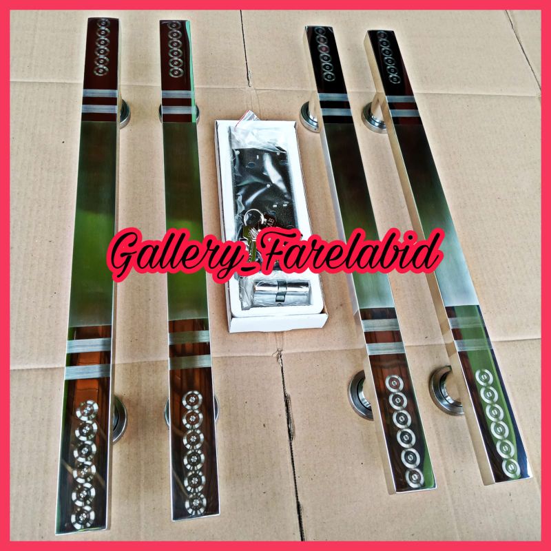 Panjang 80 Cm Handle Pintu Rumah Stainless Steel Kotak Jumbo Grafir Set Body Kunci Gagang Pintu Rumah Modern Pegangan Pintu Kupu Tarung Full Set Bodi Pelor Tarikan Pintu Rumah Utama Minimalis