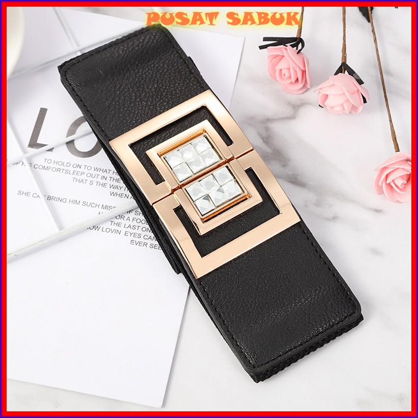 Ikat Pinggang Fashion Elastis Wanita Gesper Women Belt Karet Sabuk Obi Cewek Korea Oby Besar murah