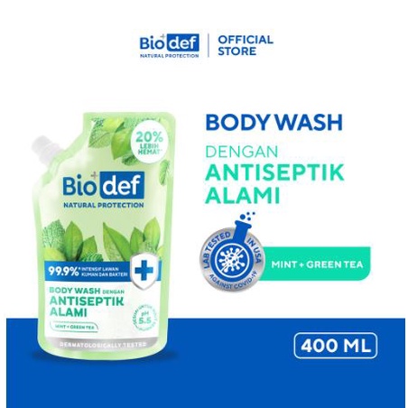 ☘️Yuri Kosmetik☘️ Biodef Natural Protection Body Wash Refill 400 ml (Sabun Mandi Cair ANTI Tumpah)