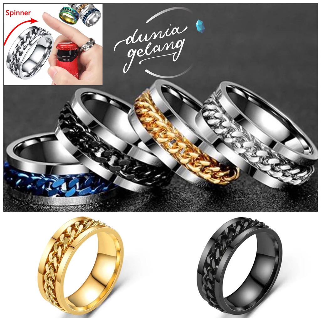CINCIN RANTAI TITANIUM PRIA WANITA CINCIN SPINNER CINCIN PEMBUKA TUTUP BOTOL