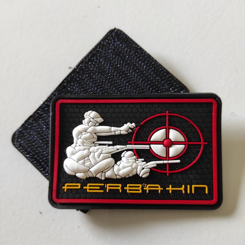 PATCH RUBBER LOGO PERBAKIN SNIPER 3D/TIMBUL/TEMPELAN EMBLEM KARET VELCRO