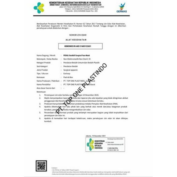 Masker dukcbill earlop 3 ply 1 box 50 pcs - PEDULI