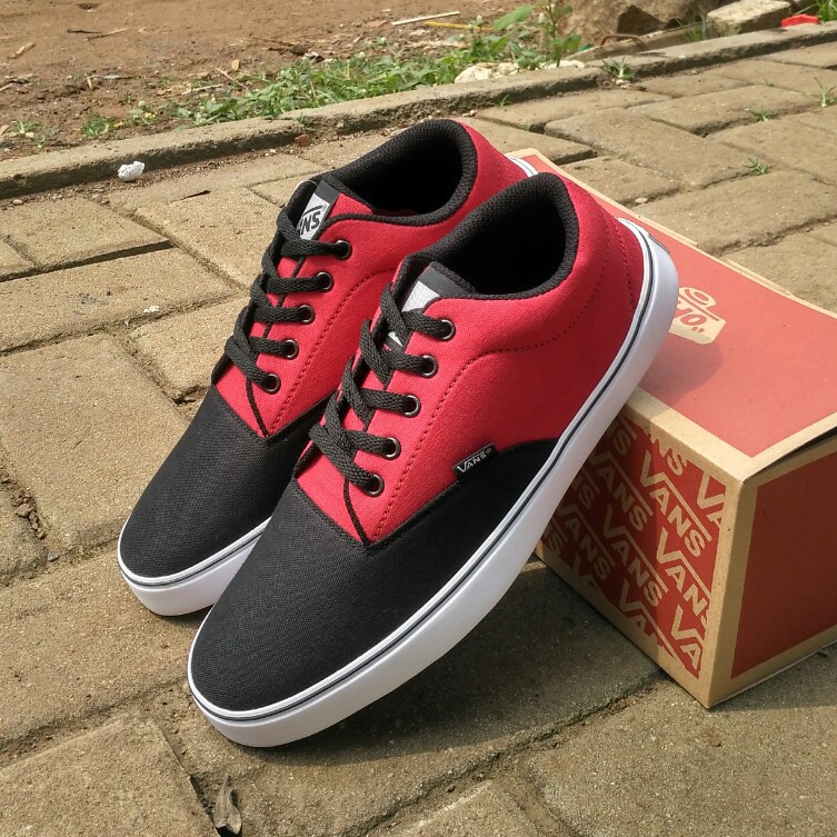 SEPATU PRIA VANS AUTHENTIC ERA 2 TONE HITAM MERAH SEPATU PRIA SEKOLAH KULIAH KASUAL