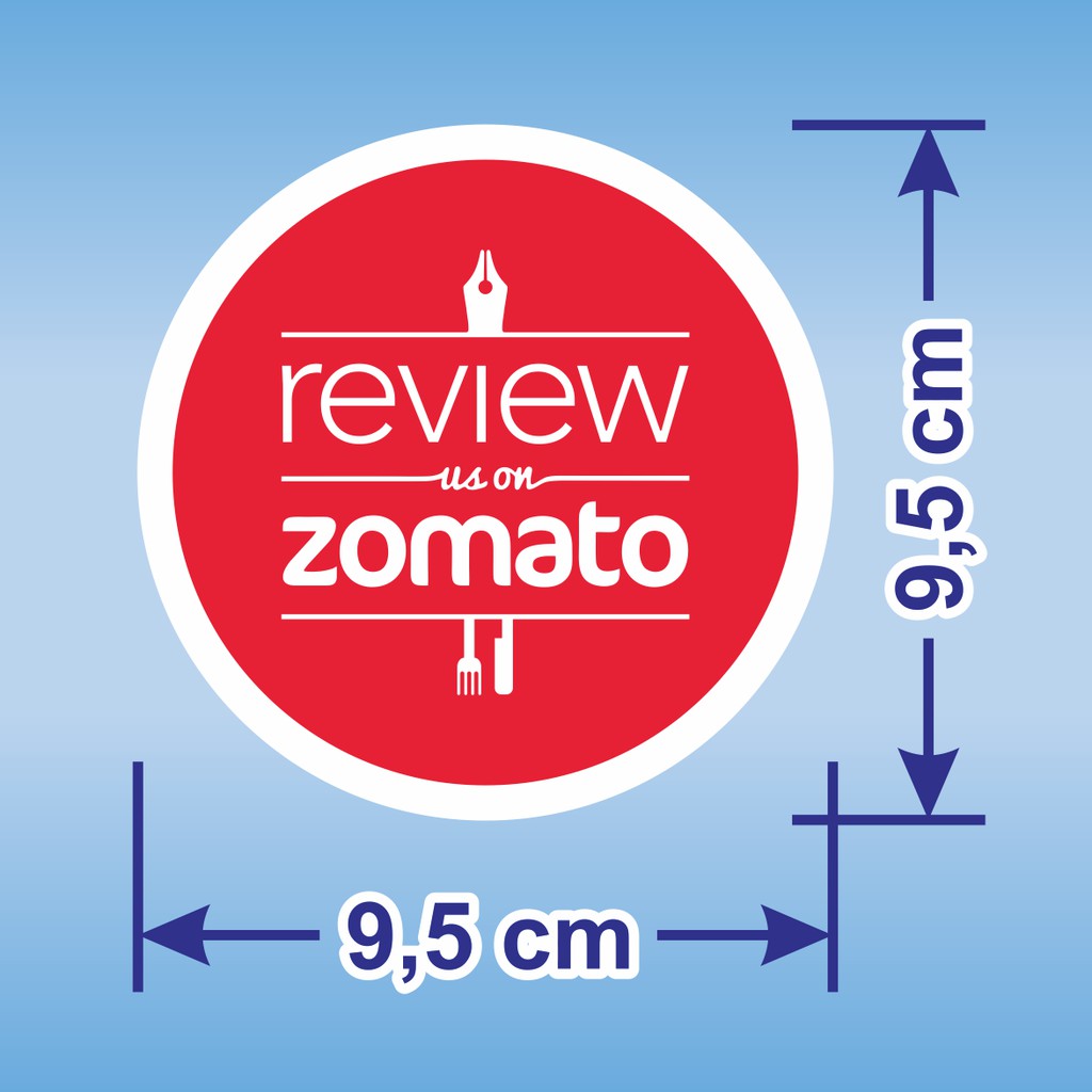 

Sticker Bundar Review us on ZOMATO stiker bulat diameter 9,5 cm