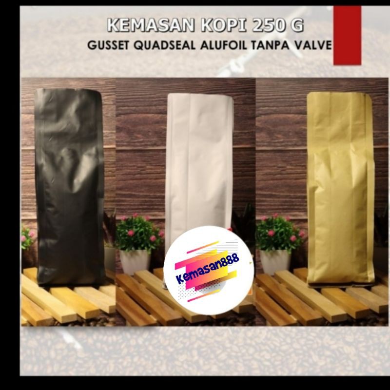Kemasan Gusset 250 gr . kemasan kopi. standing pouch.kemasan gusset