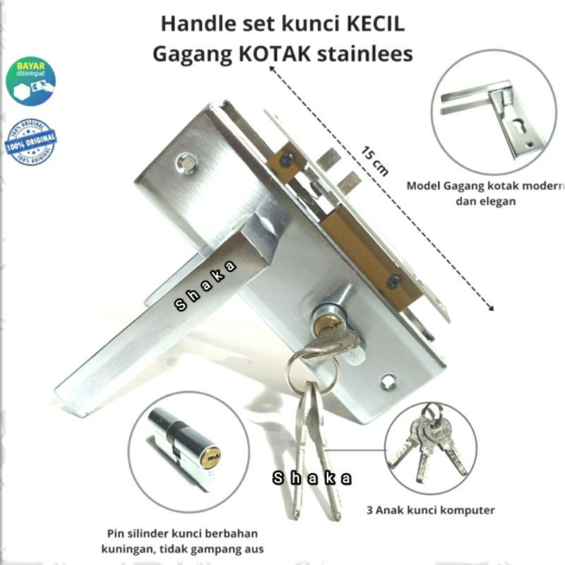 Kunci pintu rumah kecil 15cm slot kunci pintu gagang pintu rumah stainless handle pintu