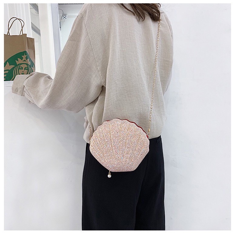 Tas Selempang Model Kerang Bling Bling - Tas Fashion Wanita Terbaru - Tas Model Kerang Lucu - Tas Wanita Import Model Terbaru Kekinian [SL18]