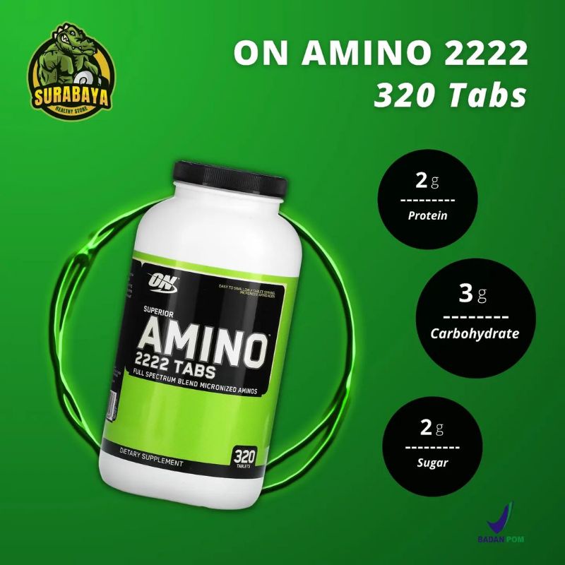 Optimum Nutrition ON Amino 2222 320 Tablet BPOM Superior Isolate Protein Whey Tabs