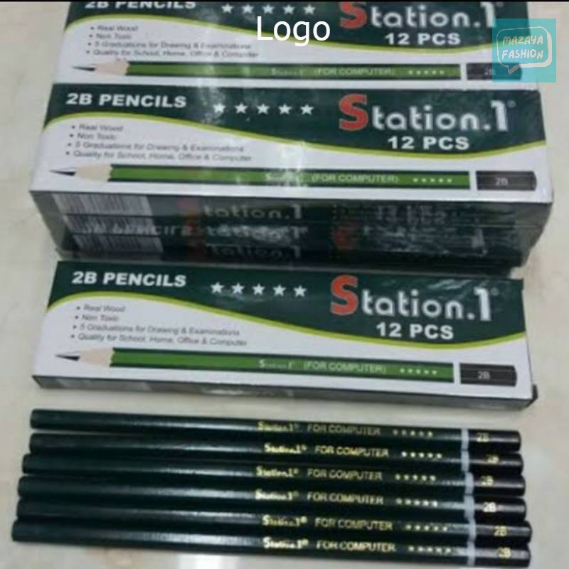 

12 PCS / 1 LUSIN PENSIL 2B HIJAU MURAH BERKUALITAS MERK STATION 1 BISA COD