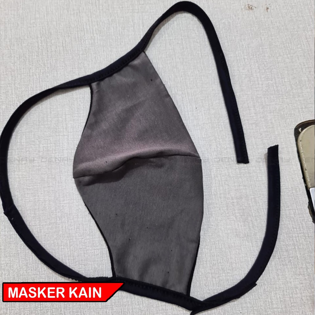 TOKODENAY - Masker Motor Kain Cewek dan Cowok / Masker Wanita Pria Hitam Polos Kain Katun Tali Tebal