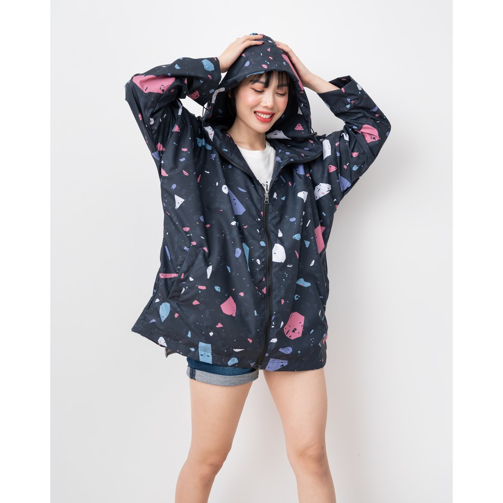 Myrubylicious ABSTRACT#2 PACKABLE JACKET-BLACK