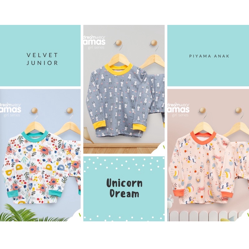 VELVET JUNIOR PIYAMA DREAMWEAR GIRL - PIYAMA ANAK PEREMPUAN | BAJU TIDUR ANAK