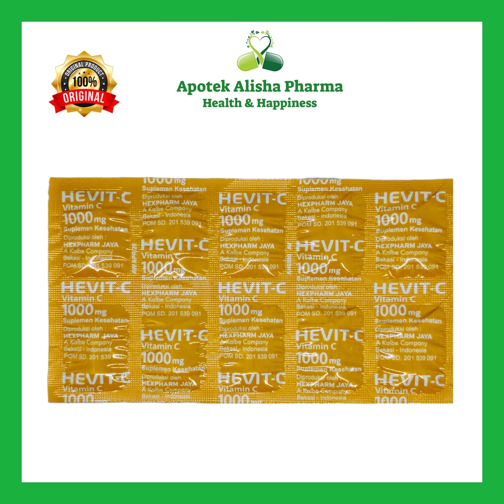 Hevit C Tablet 500/1000/Plus (Strip 10tablet) - Hevit Plus Tablet Vitamin C+Zink / Hevit-C Tablet 500 / Hefit C 1000 / Hepit C Kaplet