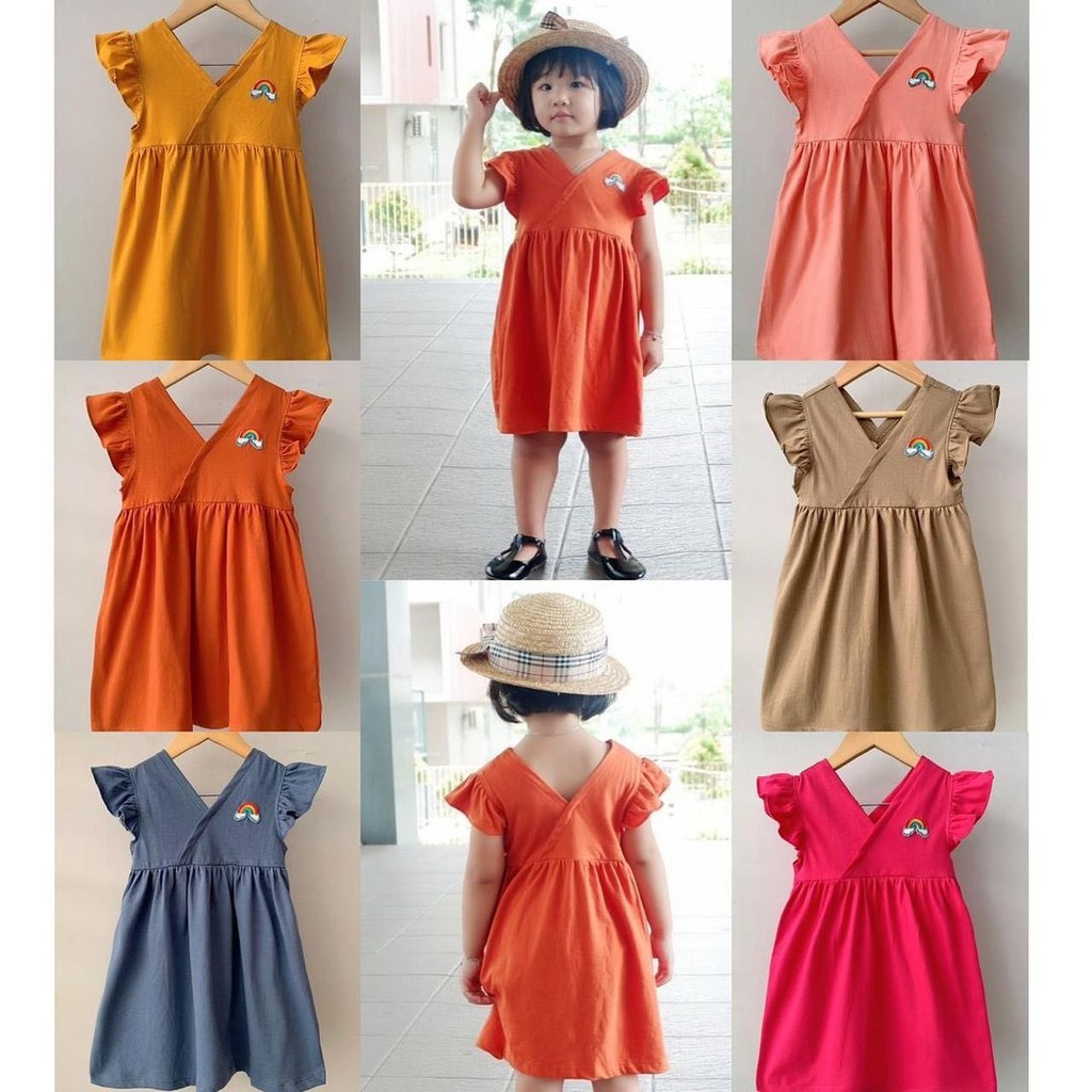 DRESS PELANGI - DRESS ANAK 1-5 th- DRESS ANAK POLOS - DRESS ANAK RAINBOW - DRESS ANAK MURAH