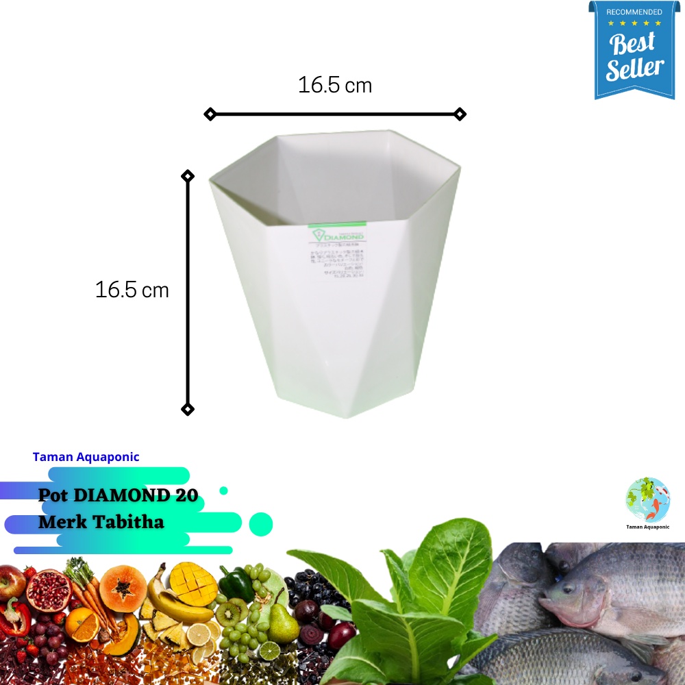 Pot DIAMOND TABITHA 20 Putih untuk Tanaman Hias dan Bunga