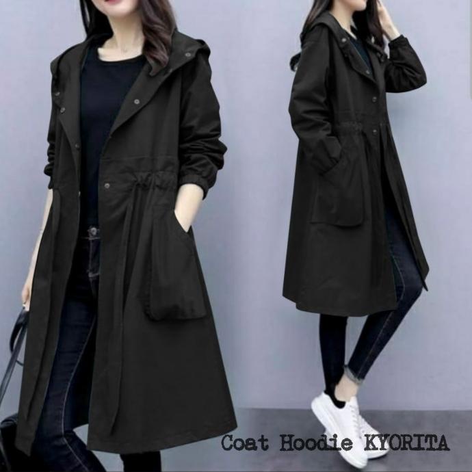 COAT KYORI jaket parka wanita panjang ala korea casual tali serut bar