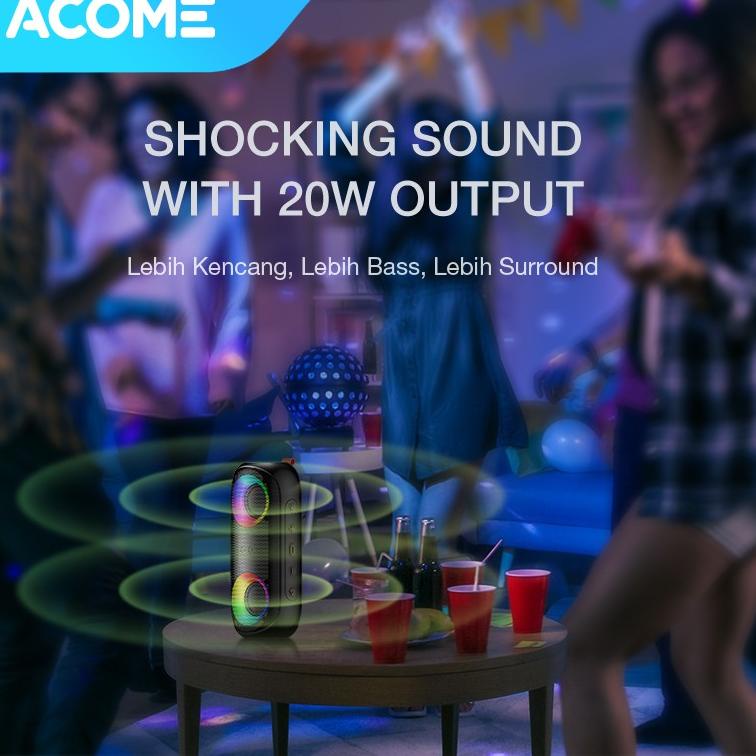 Jual Acome Super Bass Speaker Bluetooth W Ipx Waterproof Rgb Light Rhyme Rave Party A