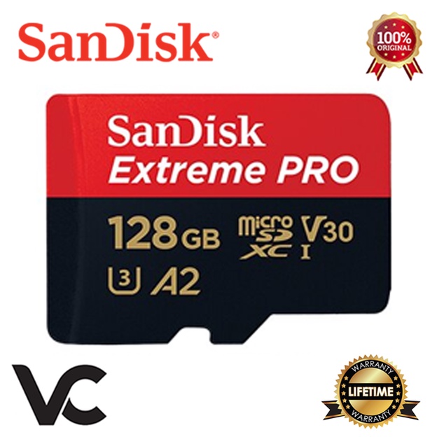 MicroSD SanDisk Extreme Pro 128GB 4K A2 V30 U3 Memory Card Micro SD Kartu Memori