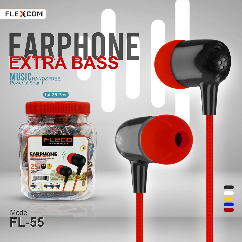 HEADSET HANDSFREE EARPHONE FLECO FL-66 ORIGINAL Super bass [1 toples isi 25] / Headset / Headphone [Earphone Universal Samsung Oppo Reno Vivo Realme Infinix Zenfone Huawei Nokia Xiaomi Redmi Poco]