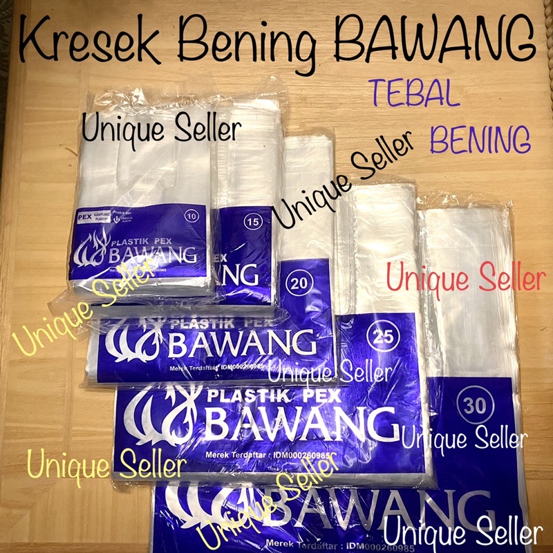 Kresek Bening PE PEX Uk 30 35 BAWANG / Kantong Plastik Bening Transparan PE PEX 30 35 merk Bawang / Kantong Kresek Bening 30x57 35x63