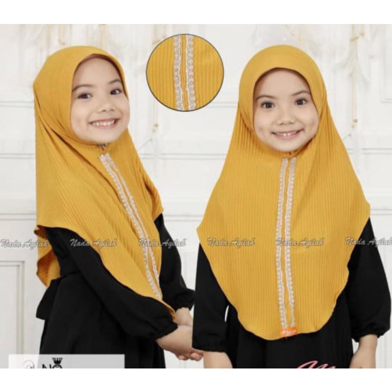Hijab plisket renda anak,jilbab anak murah premium