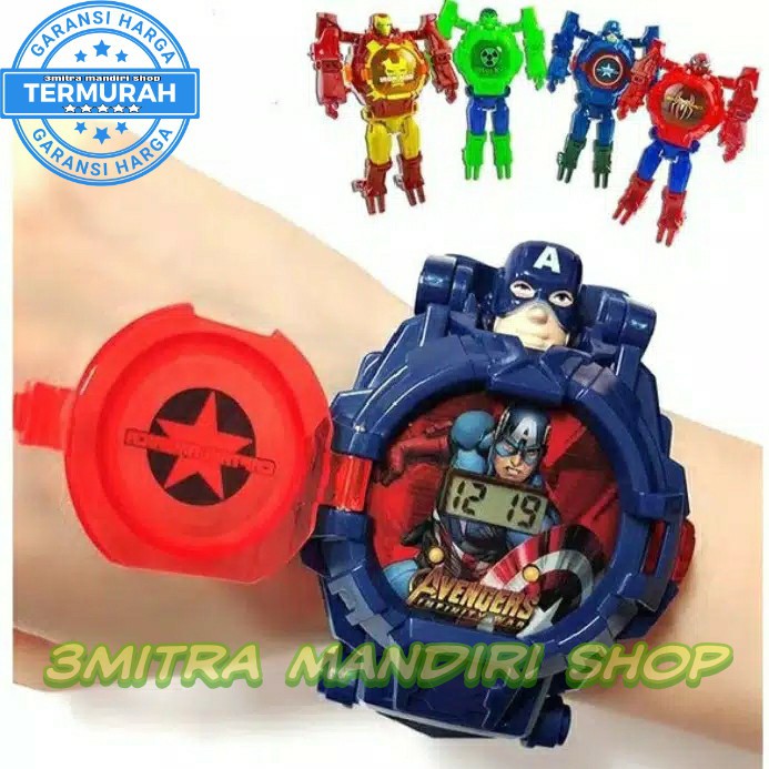 JAM TANGAN ANAK MURAH ROBOT TRANSFORMASI TRANSFORMER ROBOT MODEL AVENGERS SUPERHERO UKURAN BESAR