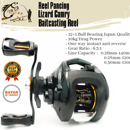 Reel BC Baitcasting Lizard Camry (12+1 Bearing) Murah - Engkus Fishing