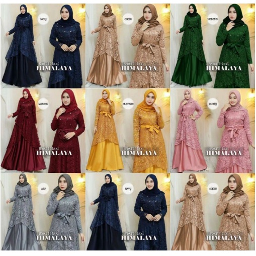 COD ✔ MAXI HIMALAYA KOMBI BRUKAT dM / MAXI DRESS MUSLIM-LILAC dM