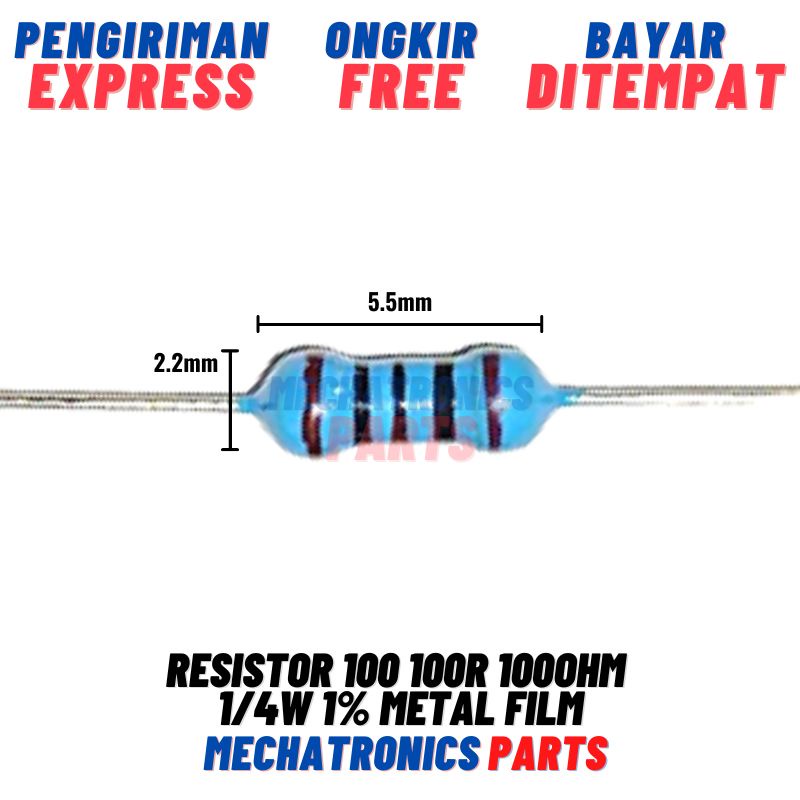 10X RESISTOR 100 100R 100OHM 1/4W 1% METAL FILM