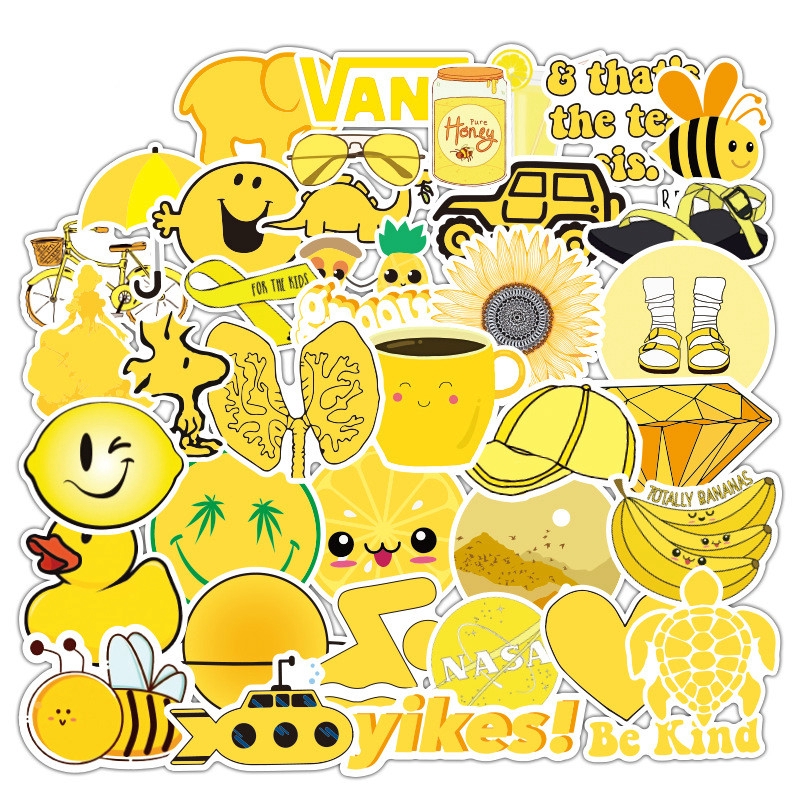 50pcs set Stiker Dekorasi Warna Kuning Anti Air Untuk 50pcs set Stiker Dekorasi Warna Kuning Anti Air Untuk