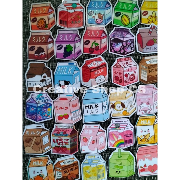 

(ISI 10 STIKER ) STICKER MILK / STIKER KOTAK SUSU / STIKER MINUMAN / STIKER KARTUN / STICKER AESTHETIC / STIKER TUMBLR / STIKER LUCU / STIKER CUTE / STIKER GLOSSY