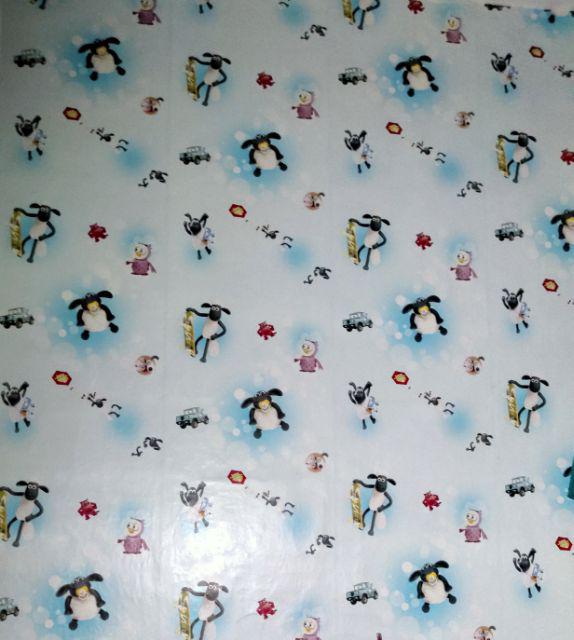 Grosir Murah_wallpaper Sticker Dinding Biru Ruang Tamu Dan Kamar Motif Shaun The Sheep Lucu 10mx45cm
