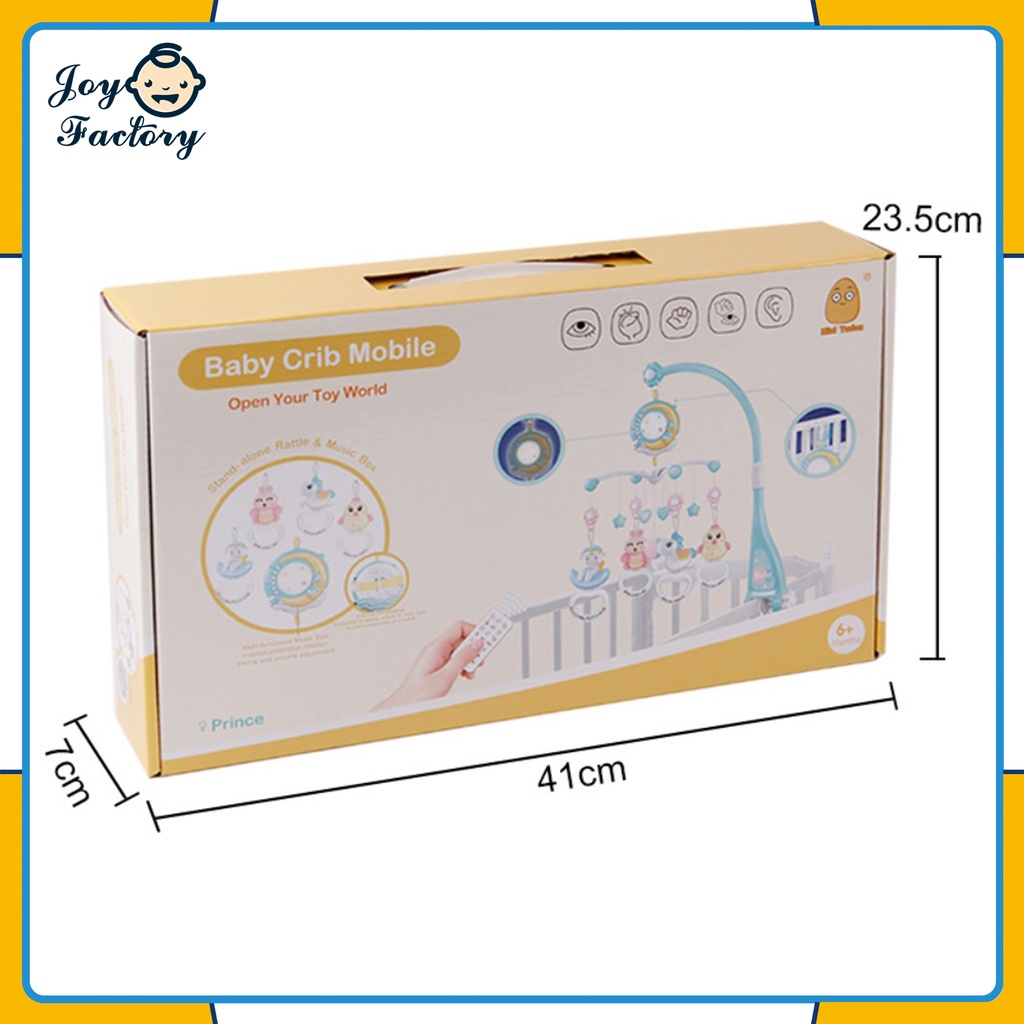 【4 Warna】Baby Crib Bell Toys Mobile 0-12 Bulan Mainan Rattle Music Remote Control Memutar Bel Tempat Tidur