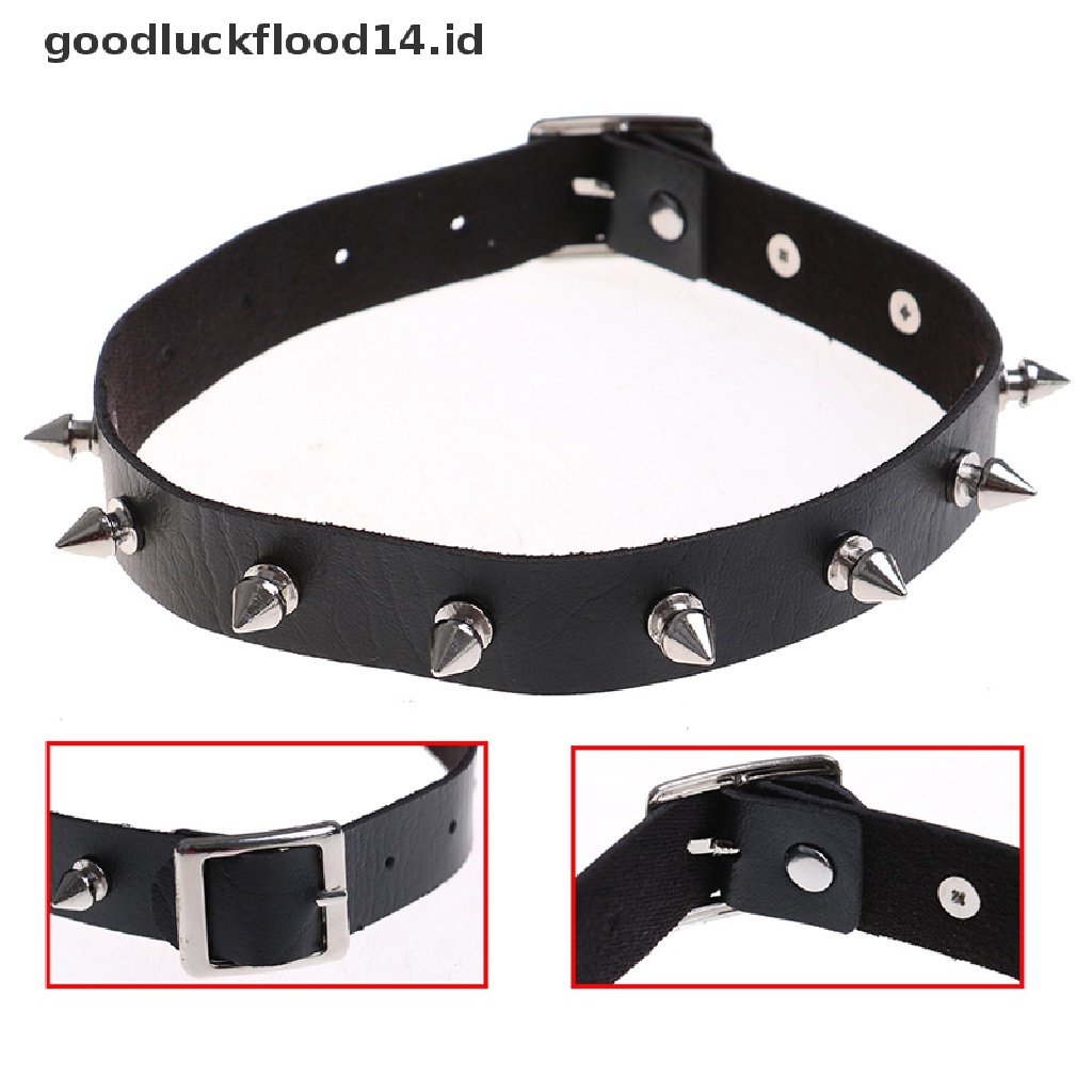 Kalung Choker Bahan Kulit Aksen Rantai Hati Gaya Punk Gothic Untuk Unisex