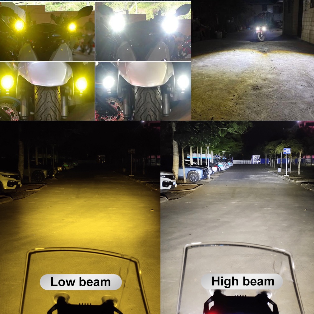 Lampu Depan LED Lensa Fish Eye Warna Putih Kuning Untuk Motor Skuter