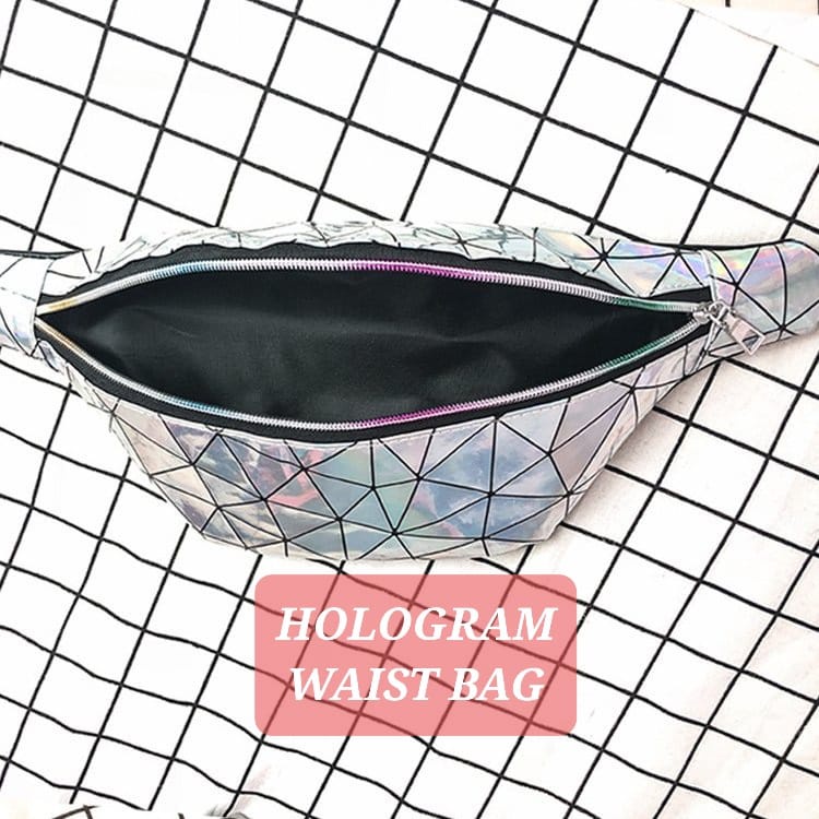 HOLOGRAM WAIST BAG TAS PINGGANG KOREA IMPORT / SLING BAG IMPORT BAGUS MURAH SILVER SEQUIN